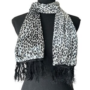 Y2K Aesthetic Diva Casual Cozy Leopard Print Soft Fringe Animal Print Fall Scarf